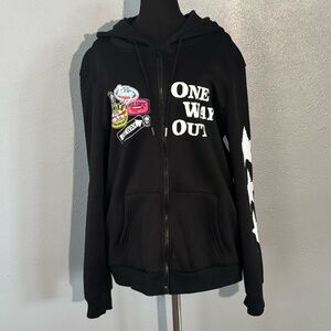 One Way Out Black Zip Up Hoodie Men’s Size M